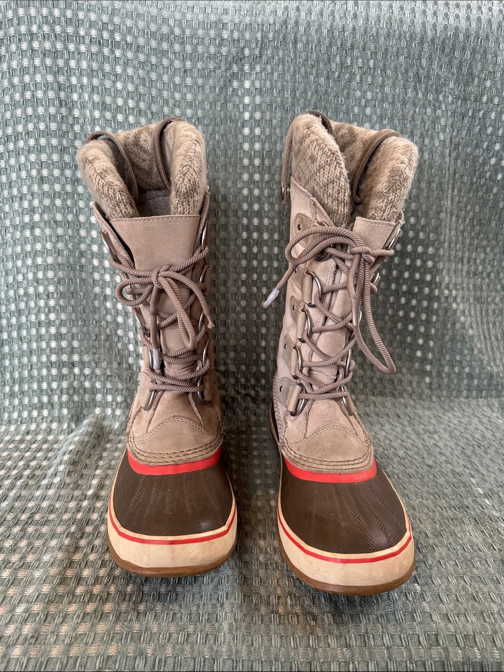 Sorel Joan of Arctic Knit II Waterproof Winter Snow Boots Fossil Beige Women’s 8